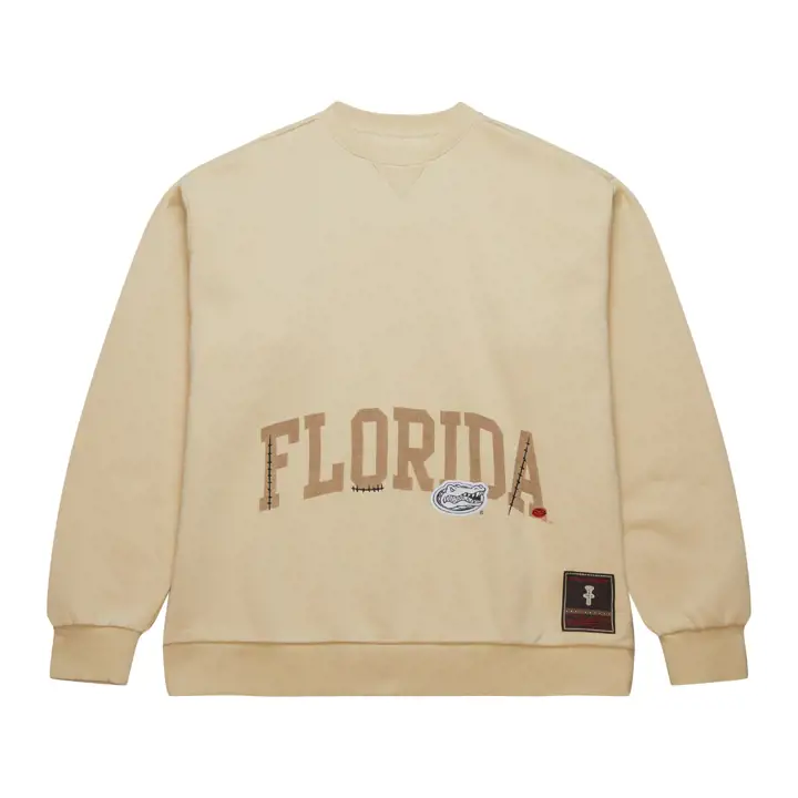 Sweat ras du cou à écussons Florida Gators NCAA x Cactus Jack, couleur TAN