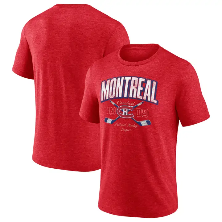 T-shirt triblend rouge avec bâtons croisés des Canadiens de Montréal LNH