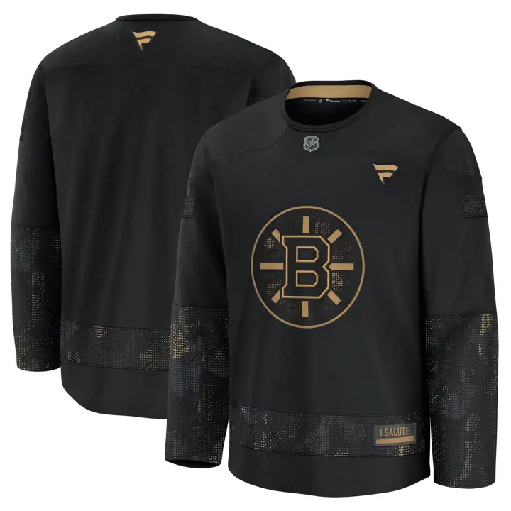 Maillot d'entraînement des Bruins de la LNH Hommage aux militaires 24 NOIR/CAMO
