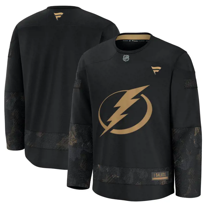 Maillot d'entraînement d'appréciation militaire du Lightning de la LNH 24 BLK/C