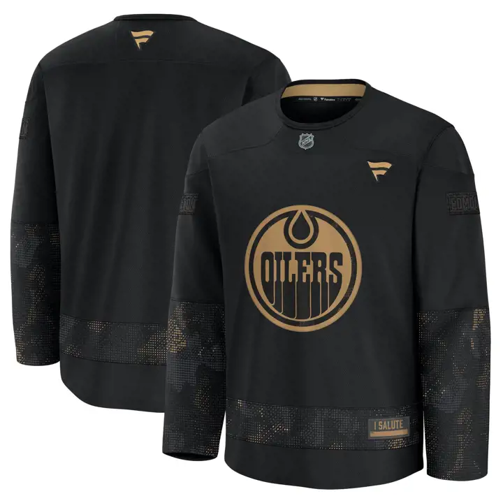 Maillot d'entraînement des Oilers d'Edmonton de la LNH pour l'hommage aux forces armées 24