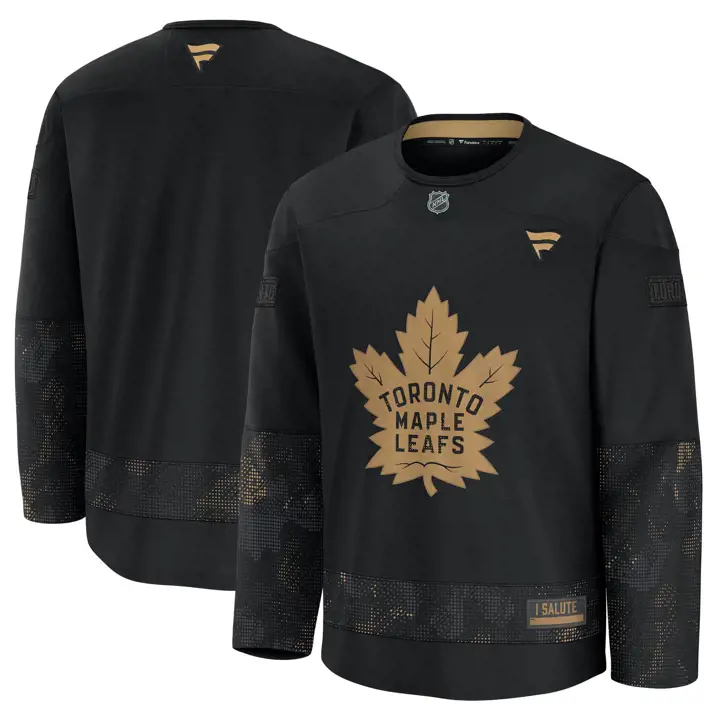 Maillot d'entraînement des Maple Leafs de la LNH Hommage aux Forces armées 24 NOIR