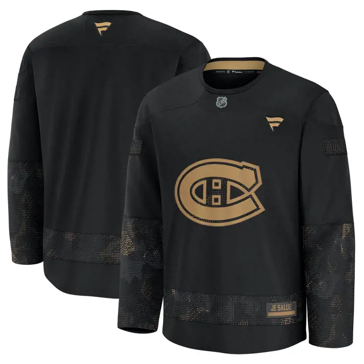 Maillot d'entraînement d'appréciation militaire LNH Canadiens 24 BLK