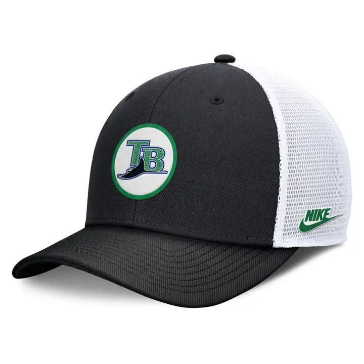Casquette trucker structurée MLB Nike Chenille Patch Tampa Bay Rays noire