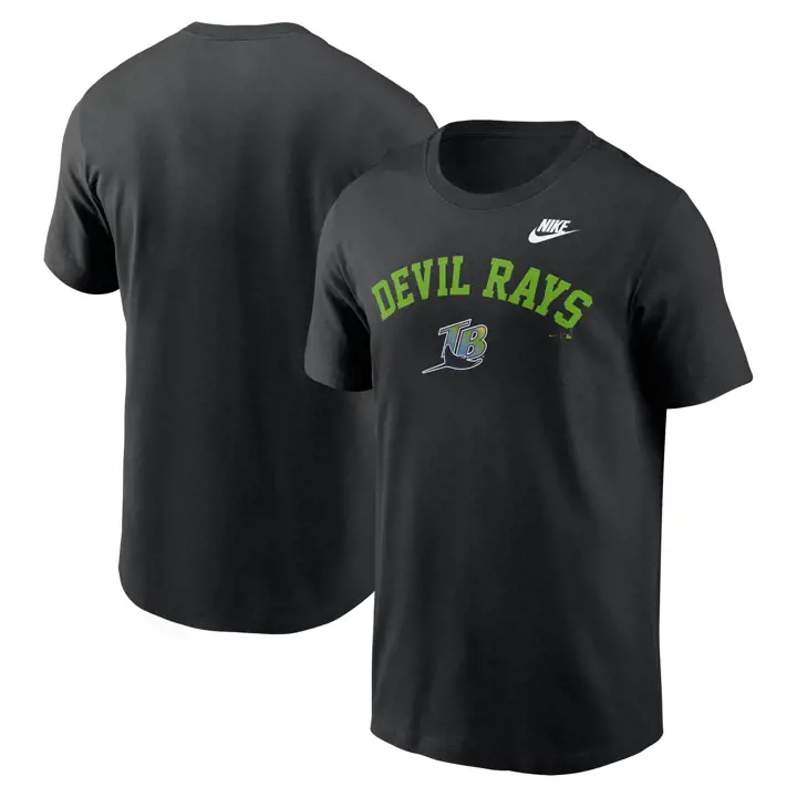 T-shirt coton à manches courtes MLB Nike Cooperstown Tampa Bay Rays noir