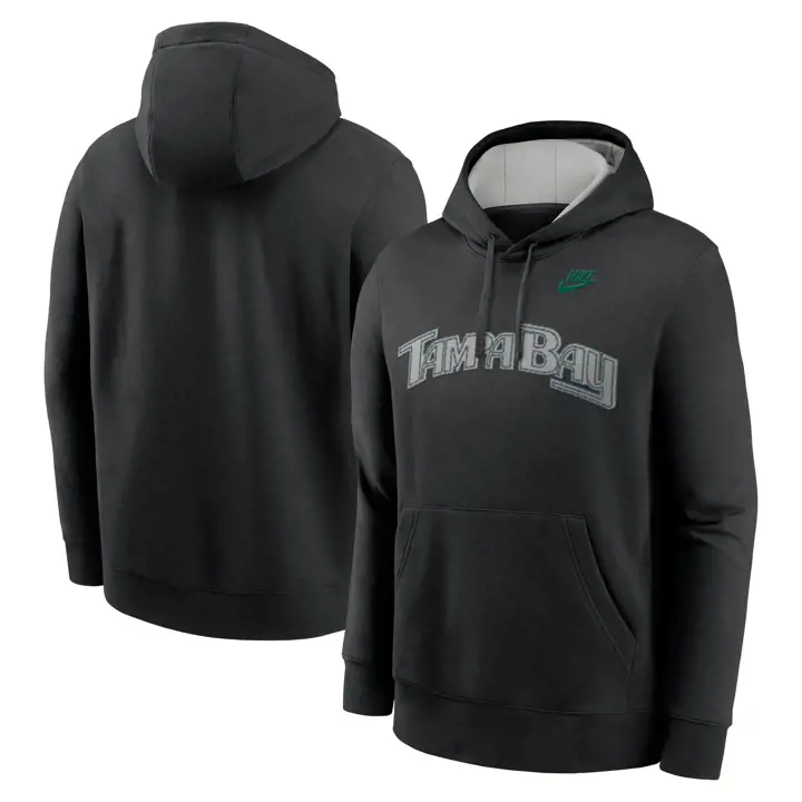 Chandail à capuchon Nike Cooperstown MLB des Rays de Tampa Bay, noir/argent