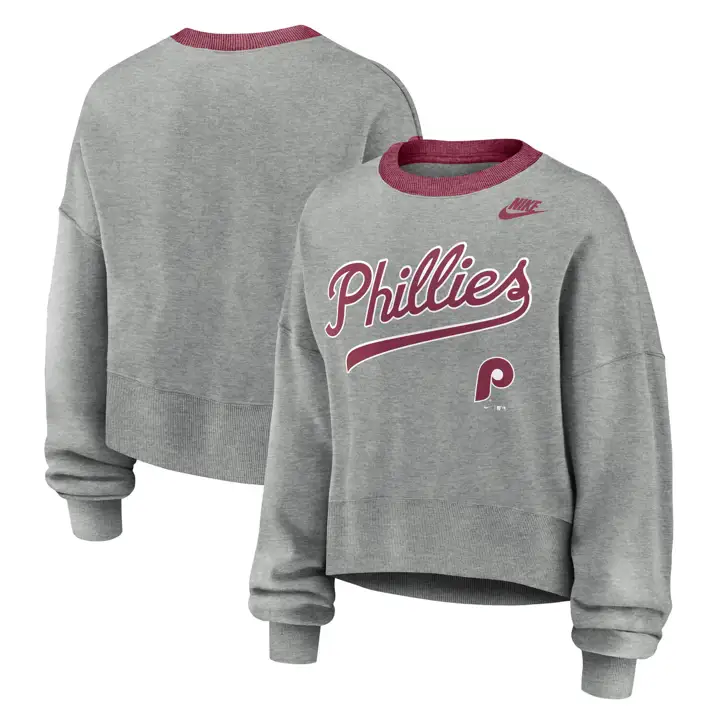 PHILADELPHIA PHILLIES MLB FEMMES NIKE COOPERSTOWN COL RAS DU COU gris foncé