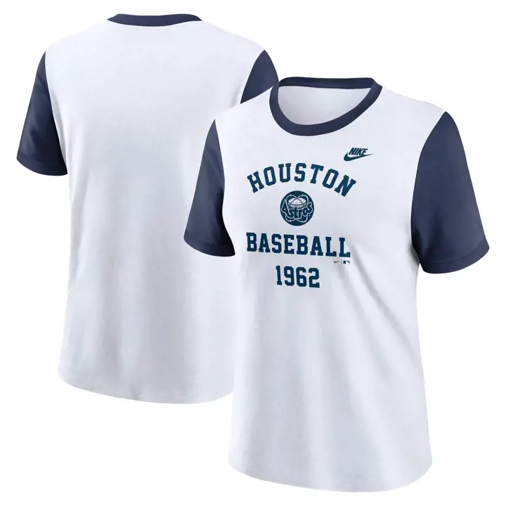 HOUSTON ASTROS MLB T-SHIRT FEMME RINGER NIKE COOPERSTOWN BLANC/