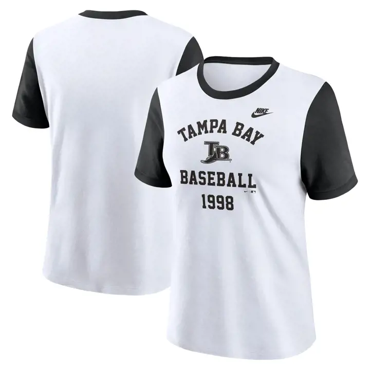 TEE FEMME NIKE COOPERSTOWN RINGER MLB TAMPA BAY RAYS blc/