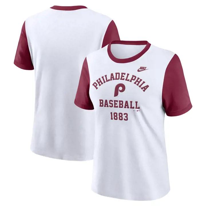 T-SHIRT RINGER NIKE COOPERSTOWN MLB PHILADELPHIA PHILLIES POUR FEMME