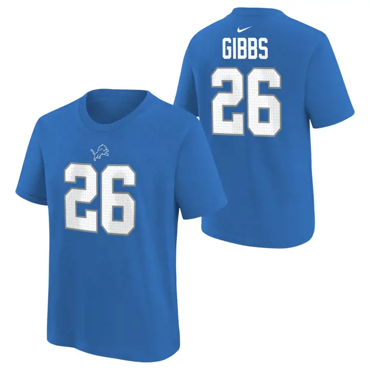 T-Shirt NFL Jeunesse N&N Joueur Jahmyr Gibbs BLEU des Detroit Lions