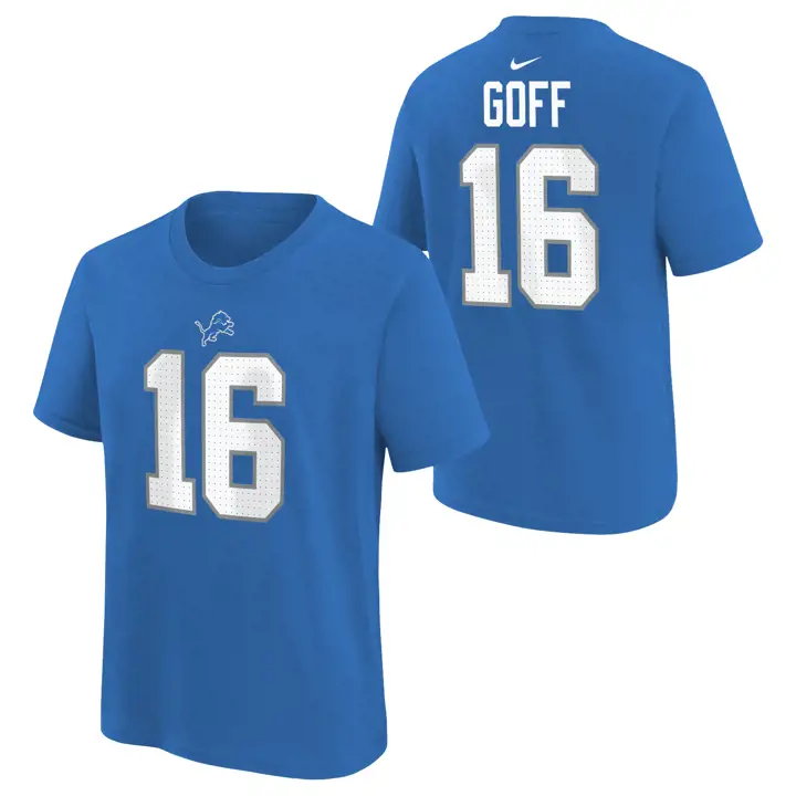 T-shirt NFL enfant Les Lions de Détroit Joueur N&N Jared Goff BLEU