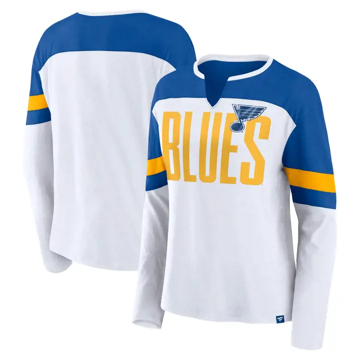 T-SHIRT FEMME MANCHES LONGUES BICOLORE BLANC/BLEU ROYAL NHL ST. LOUIS BLUES