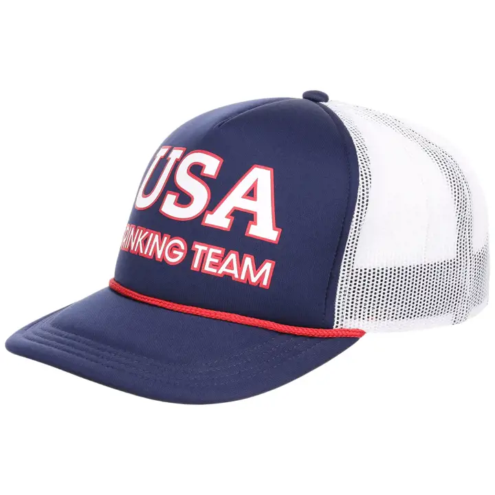 Casquette trucker en mousse USA Drinking Team avec corde MARINE/BLANC