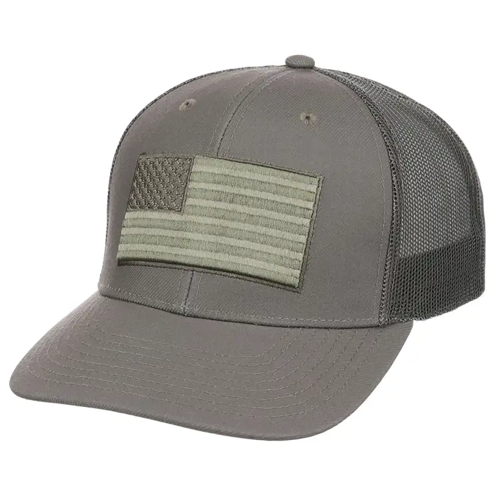 Casquette de camionneur ton sur ton drapeau américain Vert Armée