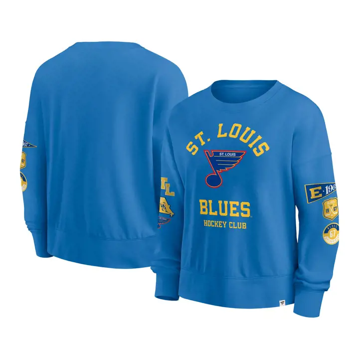 St. Louis Blues LNH – Chandail ras du cou « Heritage Go Team » pour femme – 24 RBL