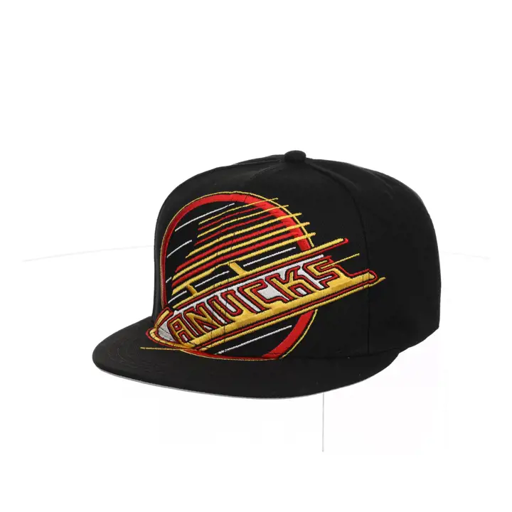 VANCOUVER CANUCKS LNH Casquette snapback surdimensionnée noire vintage