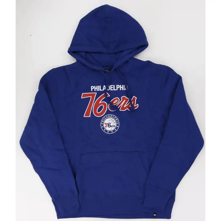 Sweat à capuche bleu à texte « Cross City Script Headline » NBA des 76ers de Philadelphie