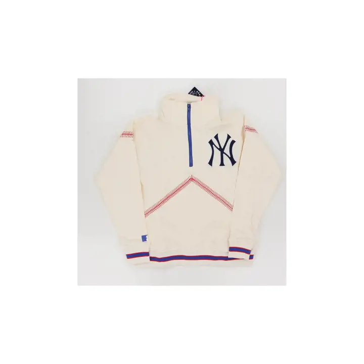 New York Yankees MLB - Sweat 1/4 zip pour femme avec surpiqûres baseball - 24 TAN