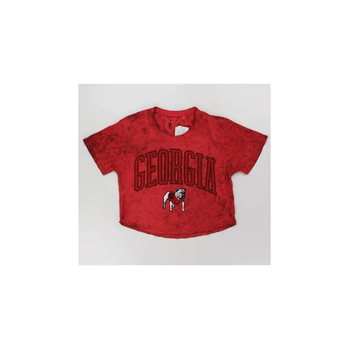 GEORGIA BULLDOGS NCAA FEMMES CROP DÉLAVÉ 24 rouge