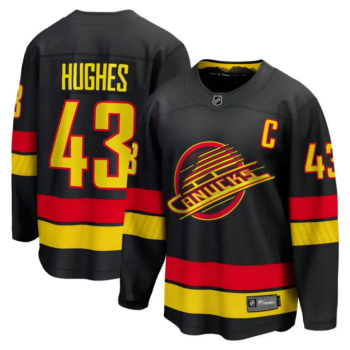 Maillot de joueur Vancouver Canucks LNH Breakaway Hughes NVR