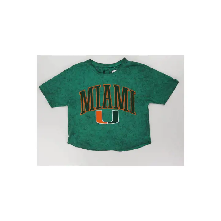 Miami Hurricanes NCAA FEMME DÉLAVÉ CROP 24 VERT