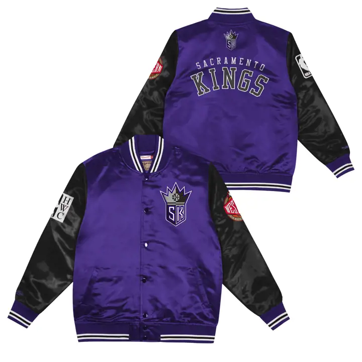 Sacramento Kings NBA Jeune Blouson en Satin M&N Noir