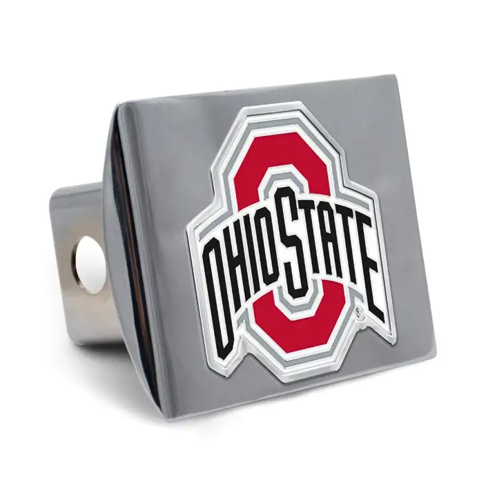 Cache-attelage avec logo chromé aux couleurs de l'équipe des Ohio State Buckeyes ARGENT