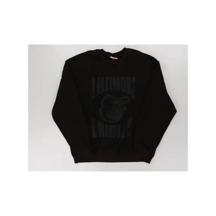 BALTIMORE ORIOLES MLB M&N All Day Tonal Puff Print Crew NOIR