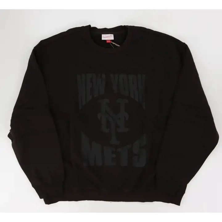 PULL RAS DU COU EN RELIEF TON SUR TON M&N NEW YORK METS MLB NOIR