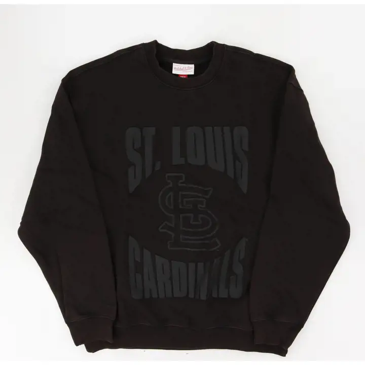 ST. LOUIS CARDINALS MLB M&N All Day Tonal Puff Print Crew BL
