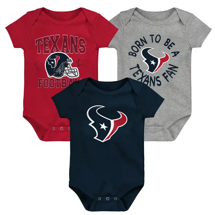 Coffret de 3 pièces pour bébé Houston Texans NFL Born To Be Gris