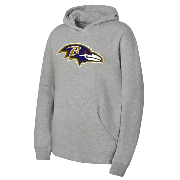 Baltimore Ravens NFL Jeunesse Sweat à Capuche Logo Principal GRIS