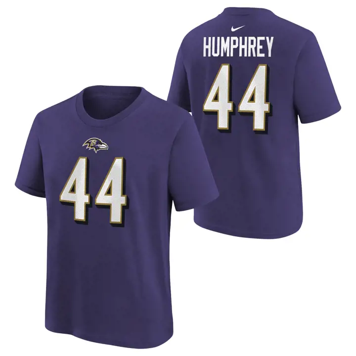 T-shirt enfant Ravens NFL « Nom et numéro » de joueur Marlon Humphrey – Violet
