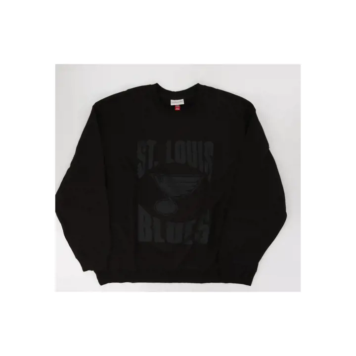 ST. LOUIS BLUES LNH M&N Sweat Col Rond Imprimé en Relief Ton sur Ton BLK