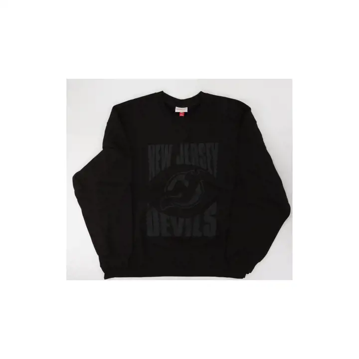 NEW JERSEY DEVILS NHL M&N All Day Tonal Puff Print Crew NOIR