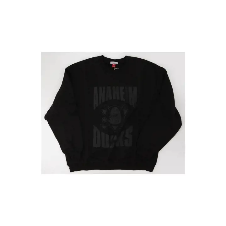 ANAHEIM DUCKS NHL M&N Sweat Col Rond Imprimé en Relief Tons sur Tons Noir