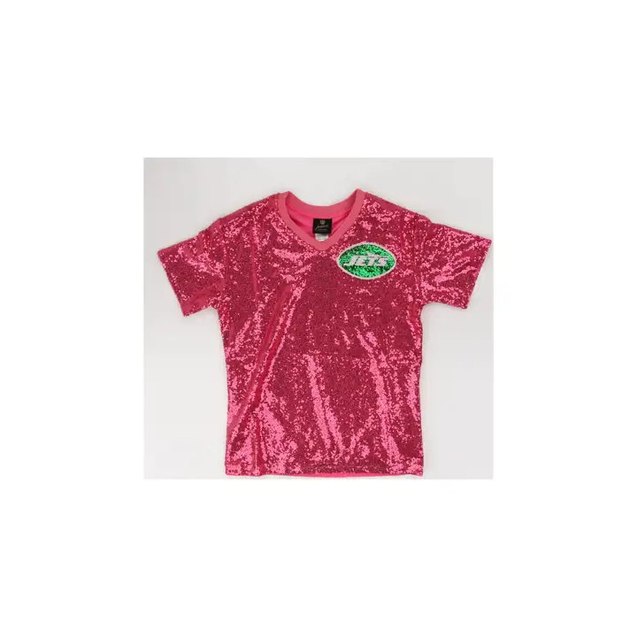T-shirt Aaron Rodgers New York Jets NFL pour filles, avec sequins, rose