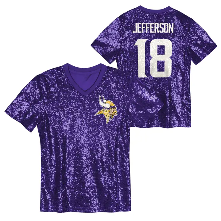 T-shirt Minnesota Vikings NFL Fille Paillettes N&N Justin Jefferson