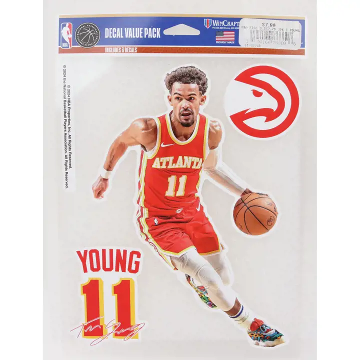 Atlanta Hawks Lot de 3 autocollants de joueur Trae Young  ast