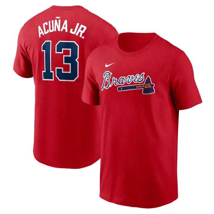 BRAVES MLB Nike Fuse N&N T-Shirt Joueur Ronald Acuna ROUGE