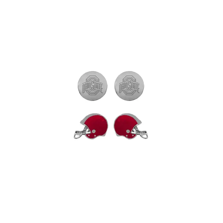 Boucles d'oreilles clous casque Buckeyes de l'Ohio State Ast