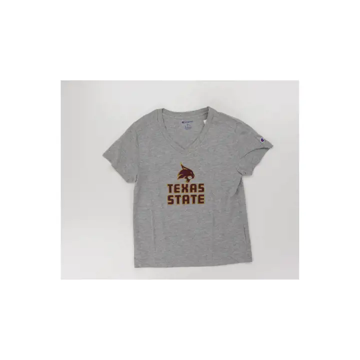 T-shirt à col en V Texas State NCAA pour femme GRY