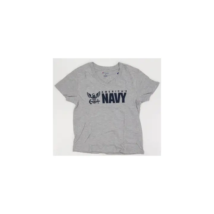 Navy Midshipmen NCAA Women's Core V-Neck T-Shirt GRY