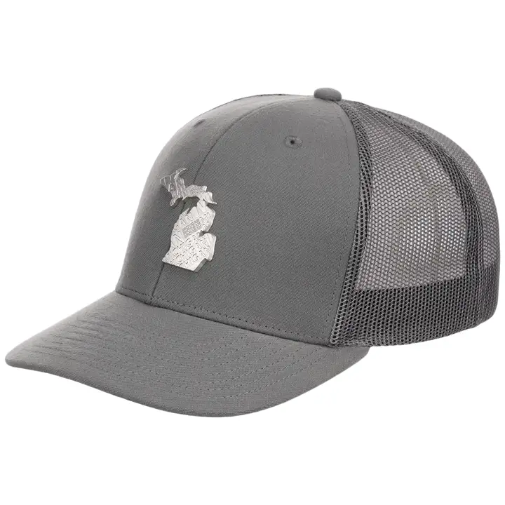 MICHIGAN Casquette trucker 6 panneaux en métal GRIS/ARGENT