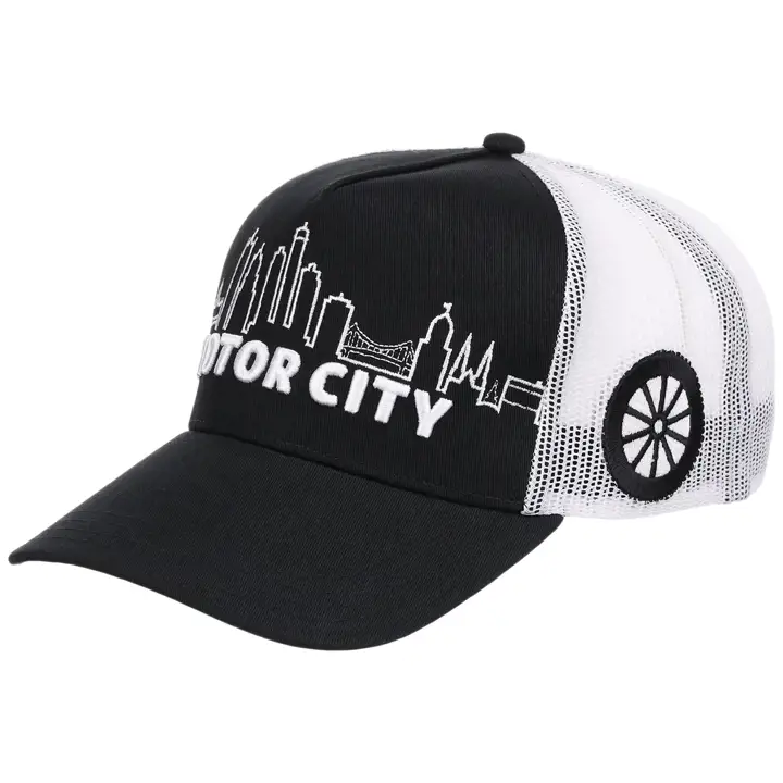 Casquette Trucker Detroit Skyline A-Frame NOIR/BLANC