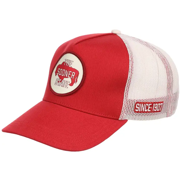 Casquette de camionneur A-Frame Oklahoma Local Patch Rouge/Blanc
