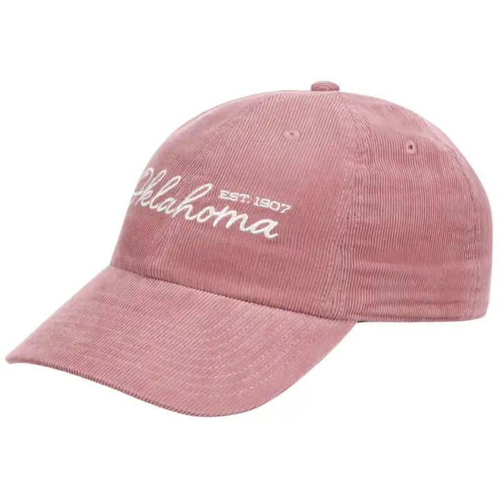 Casquette Papa en Coton Côtelé Rose/Blanc Oklahoma