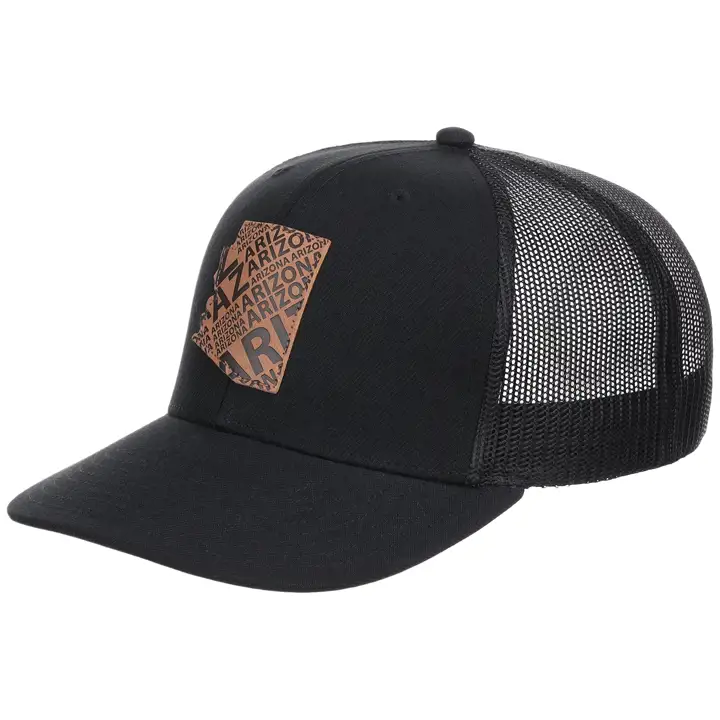 Casquette en cuir Arizona 6 panneaux noir/marron