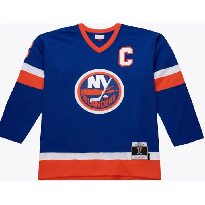 Maillot de la LNH des Islanders de New York avec la puissance offensive de Denis Potvin, bleu 1